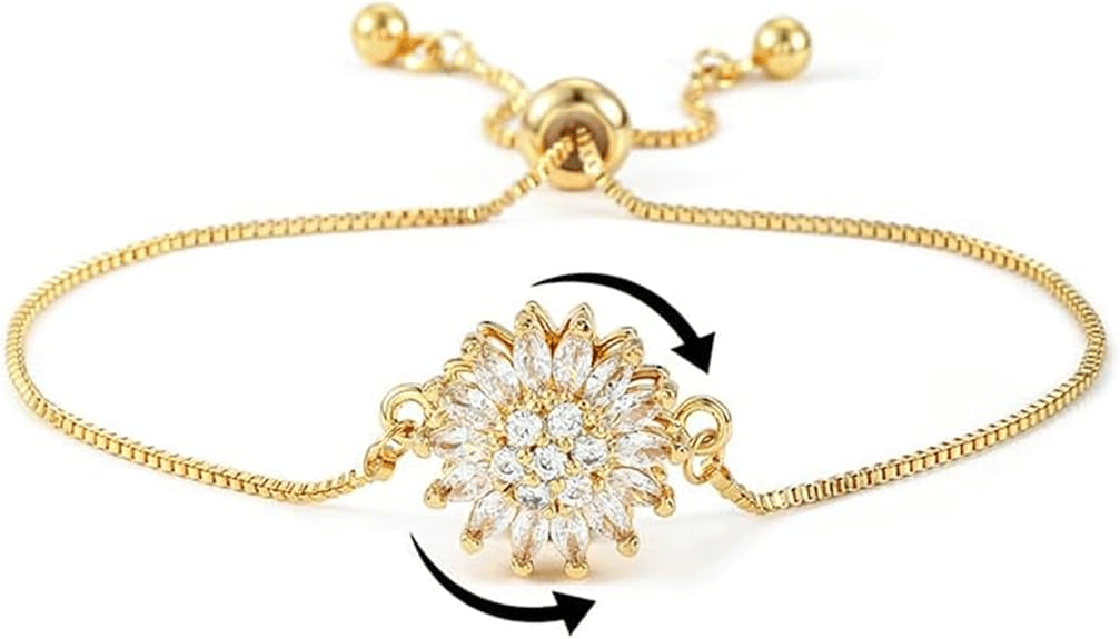 🌻💎 Chic Sunflower Bracelet – Adjustable, Sparkling & Perfect for Any Occasion