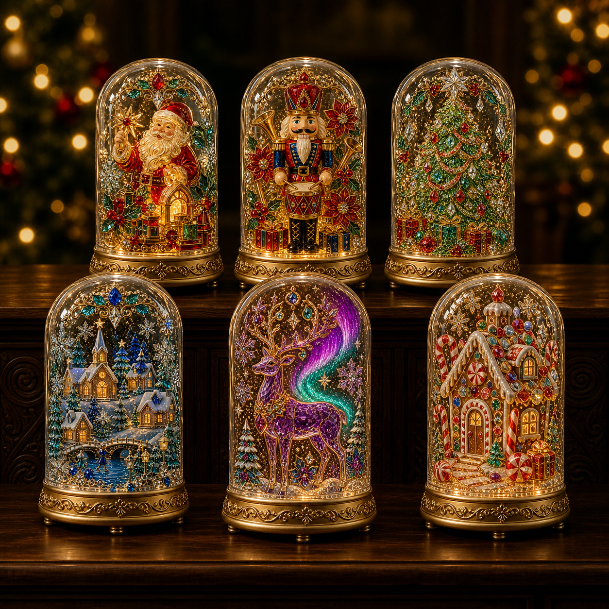 🎄✨ Enchanted Christmas Crystal Glass Lantern | Raised 3D Jewel Holiday LED Luminary for Mantel Décor & Magical Gifts 🎁