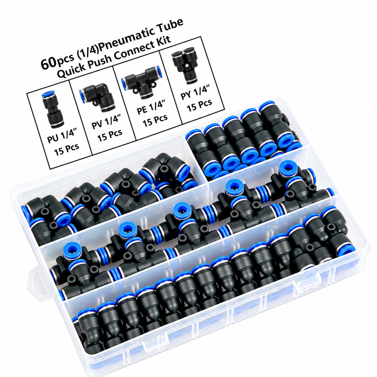 ✨🔥1/4 Inch Pneumatic Push-to-Connect Air Hose Fittings Kit