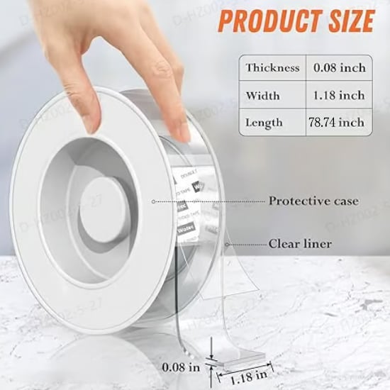 ✨Extra Large Double Sided Tape, Clear & Tough Nano Tape, Multipurpose Mounting Tape