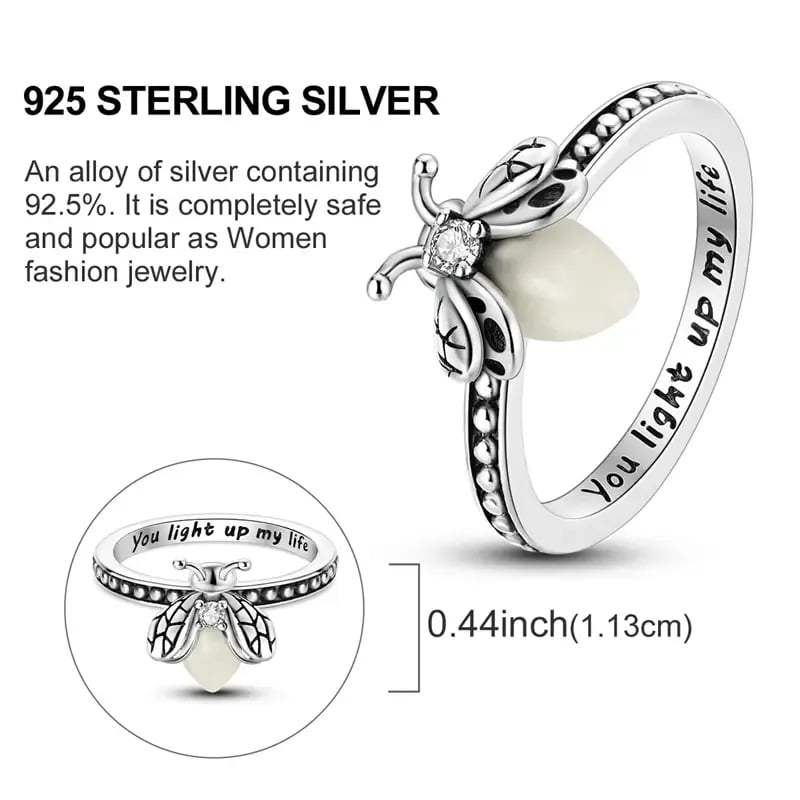 💍Firefly Glow Ring S925 Silver ✨ – Luminous Nature-Inspired Zircon Ring for Women | Cute Night Glow Jewelry Gift for Her