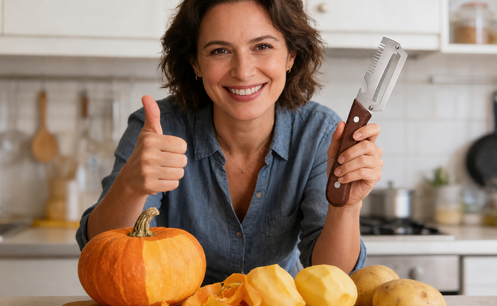 🔪Wooden-Handled Vegetable & Fruit Peeler🥕 - Stainless Steel Blade with Built-In Bottle Opener