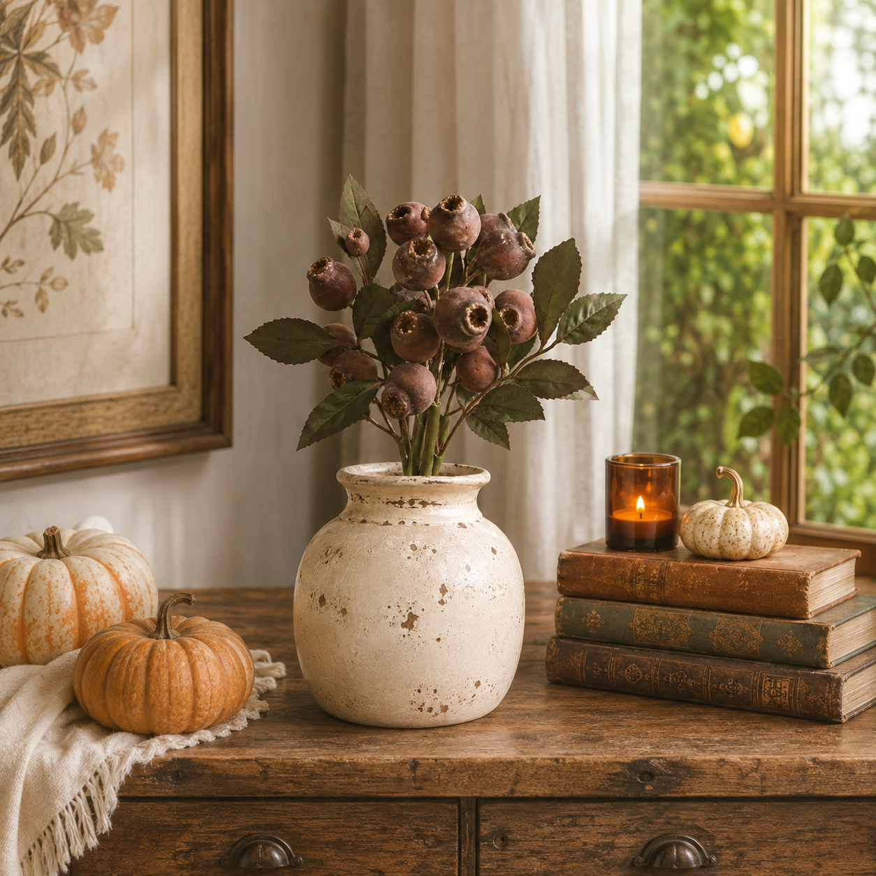 3 Pack Vintage Faux Seed Pod Bouquet β Rustic Seasonal Farmhouse Floral Stems
