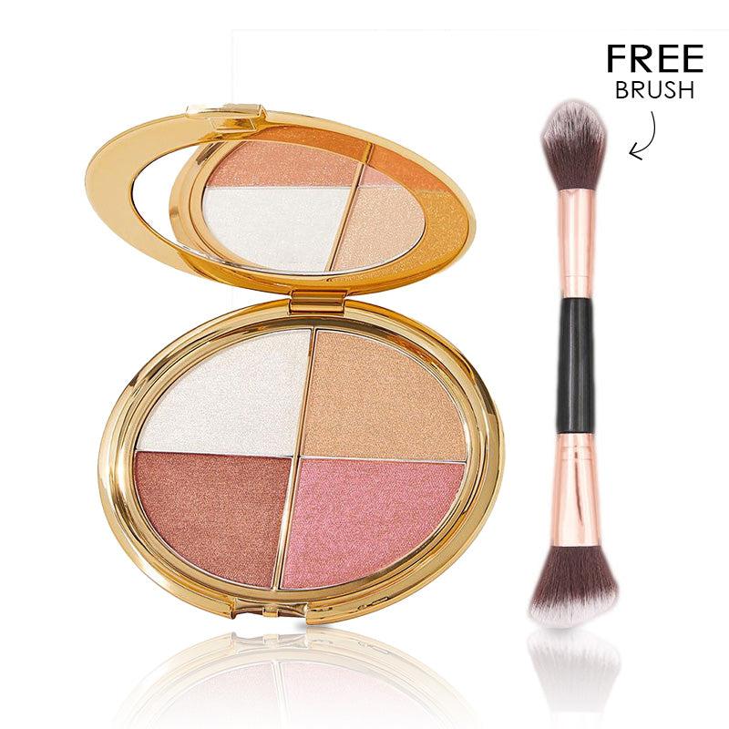 โจ Glow Draped Highlight & Blush Palette ๐ โ Four Dreamy Shades for a Fresh, Radiant Glow ๐ธ๐ซ
