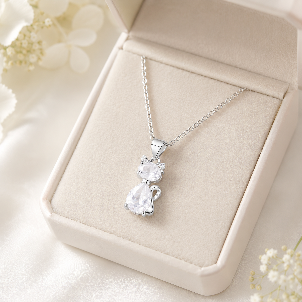 🐾 A Little Companion Close to Your Heart – Sparkling Crystal Cat Necklace ✨