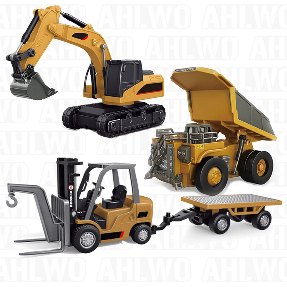 RC Construction Vehicle Toy Set with Excavator, Dump Truck, Forklift