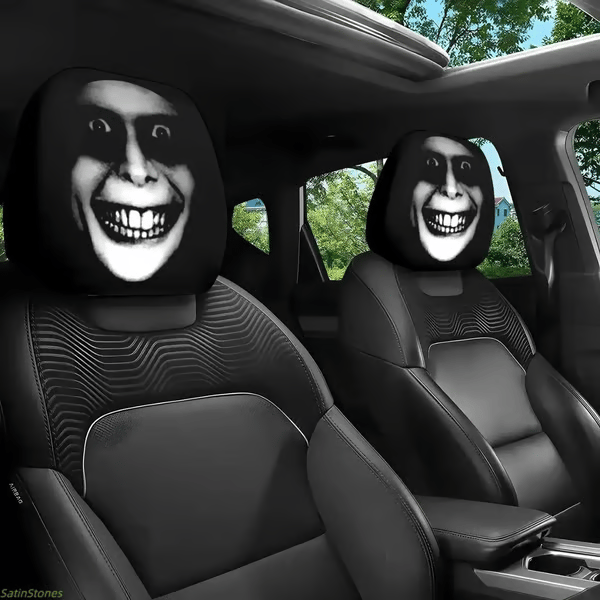 🔥LAST DAY SALE 49% OFF-😆 Funny Cartoon Car Headrest Covers – 2PCS Universal Fit 🚗