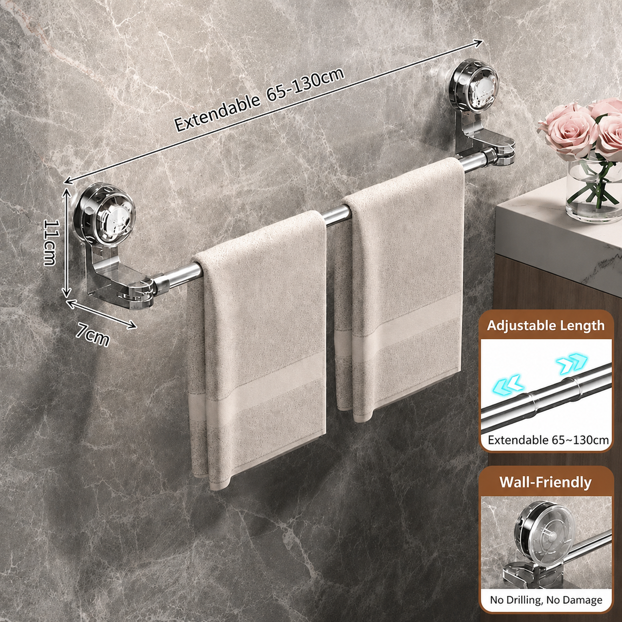 ✨✨Adjustable Suction Cup Towel Bar
