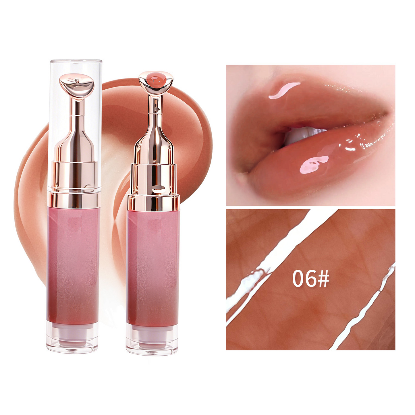 💄Mirror-Finish Lip Gloss Serum with Metal Massage Applicator💋
