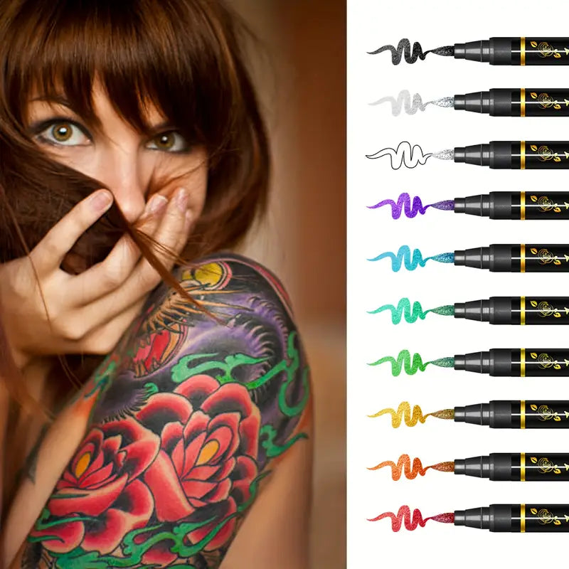 🔥Festivel Hot SALE 60% OFF - 10 Colors Temporary Tattoo Markers Set