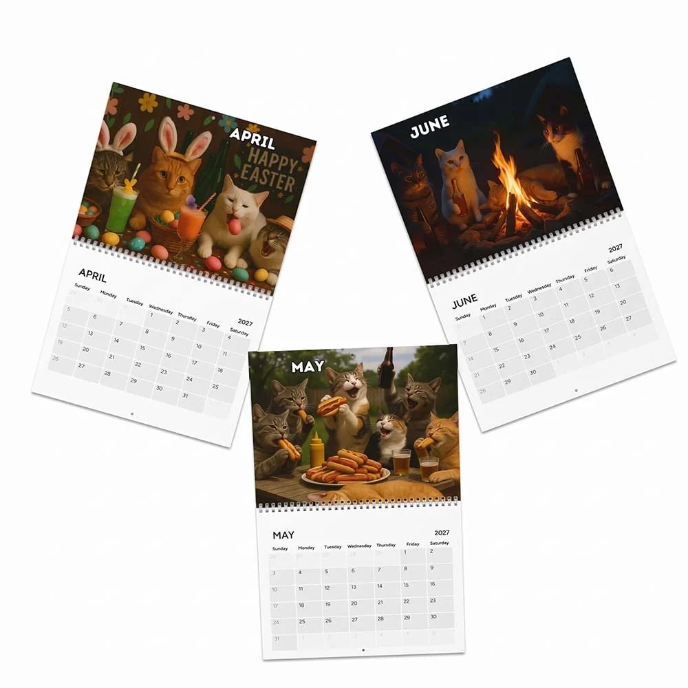 Full-color cat humor artwork from the 2027 calendar