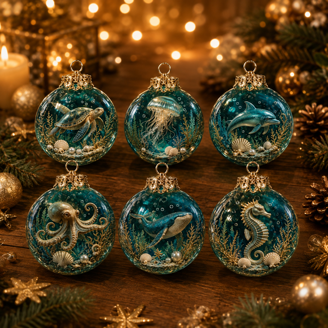 🌊🐢Ocean Wonders Christmas Ornament Collection | ✨Discover A World Beneath The Waves