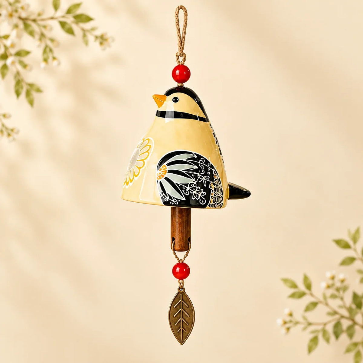 🔥Hot Sale✨60K+ Sold🐦 Hand-Painted Resin Bird Wind Chime, Colorful Folk Art Garden Hanging Decor