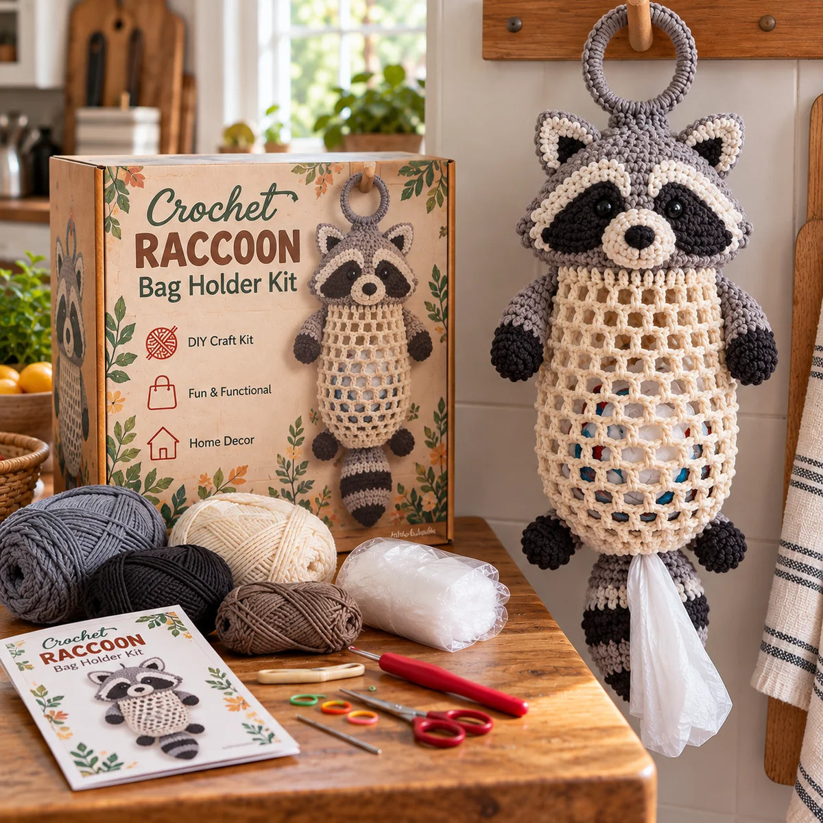 🧵 DIY Crochet Bag Dispenser Kit – Cute Animal Designs & Space-Saving Storage