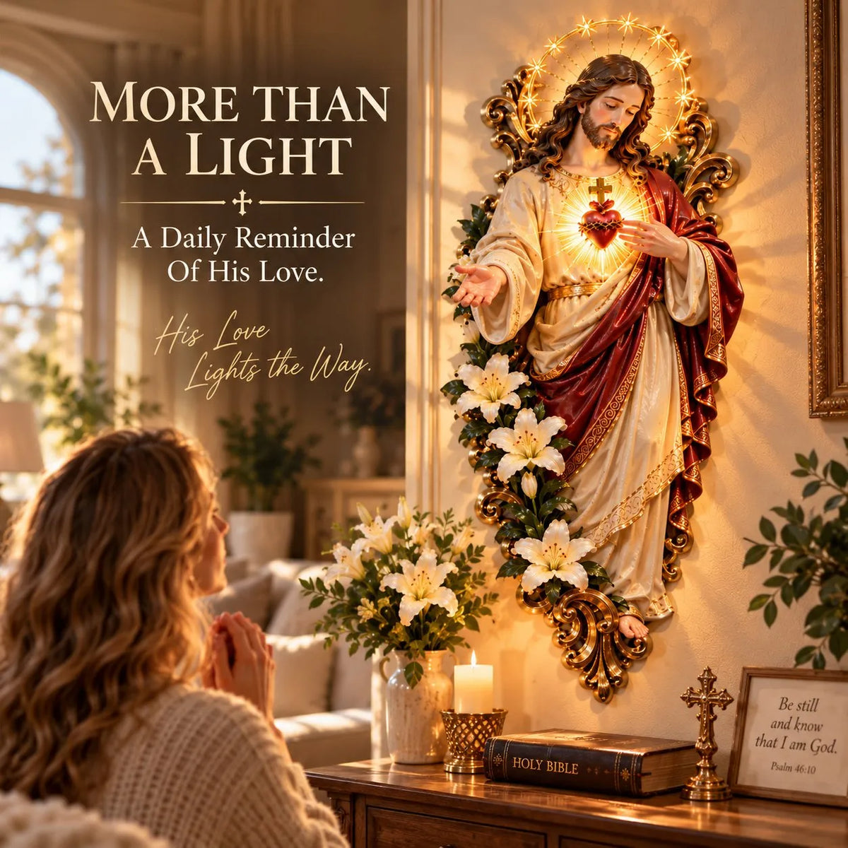 🙏 Divine Heart of Jesus – Glowing Religious Wall Decoration