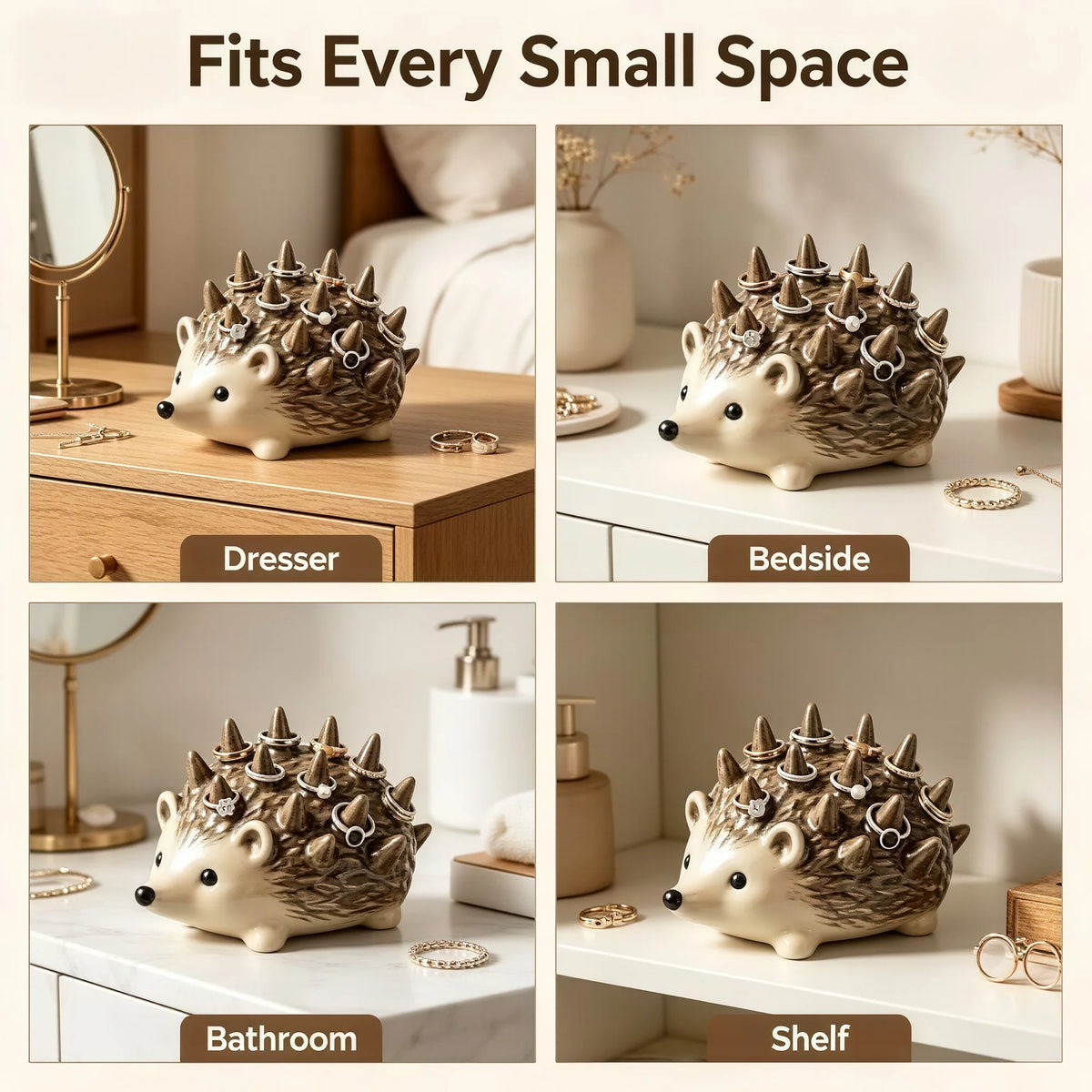 ✨ Cute Resin Hedgehog Ring & Trinket Holder