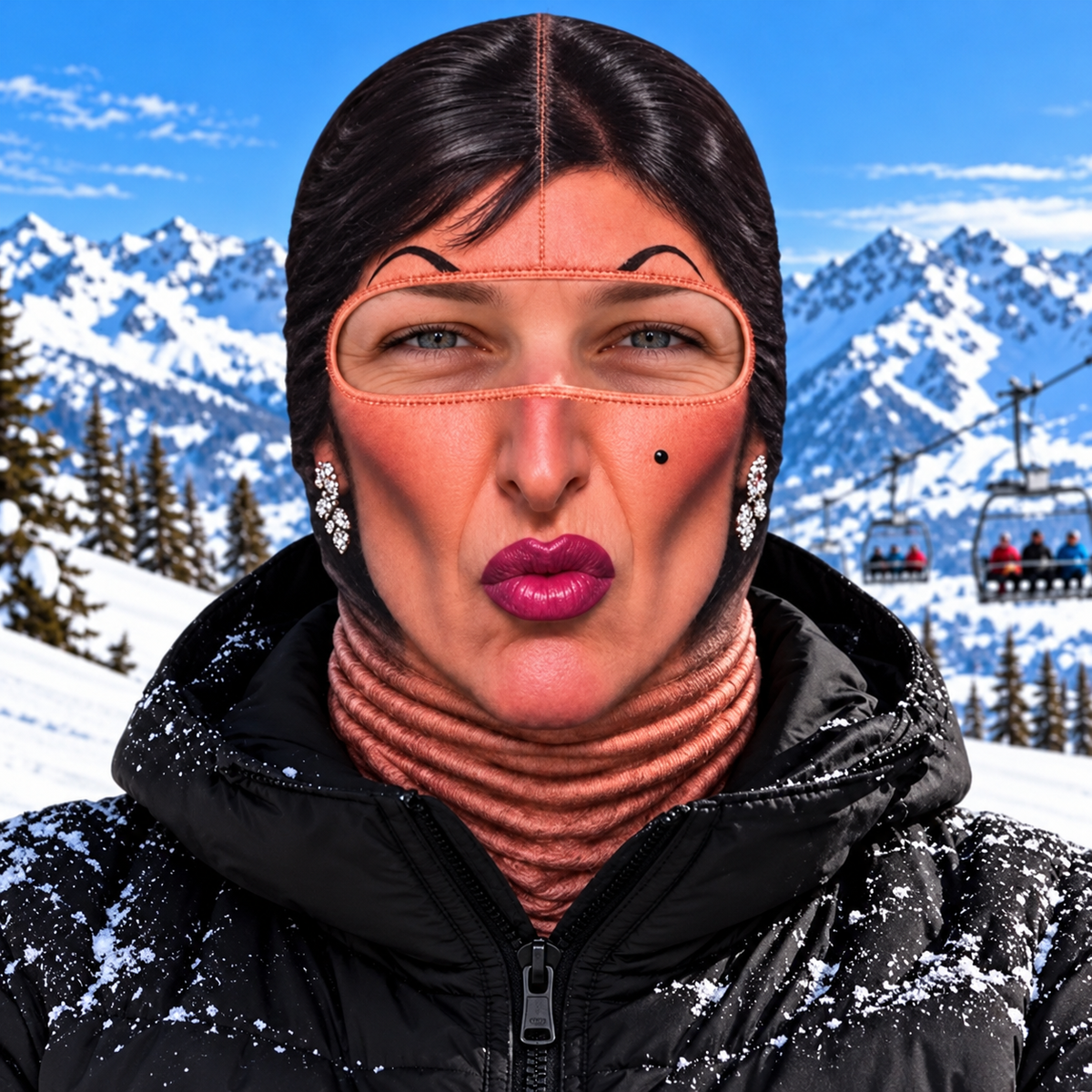 🎿 Realistic Face Balaclava – Funny Ski & Snowboard Mask for Cold Weather Adventures