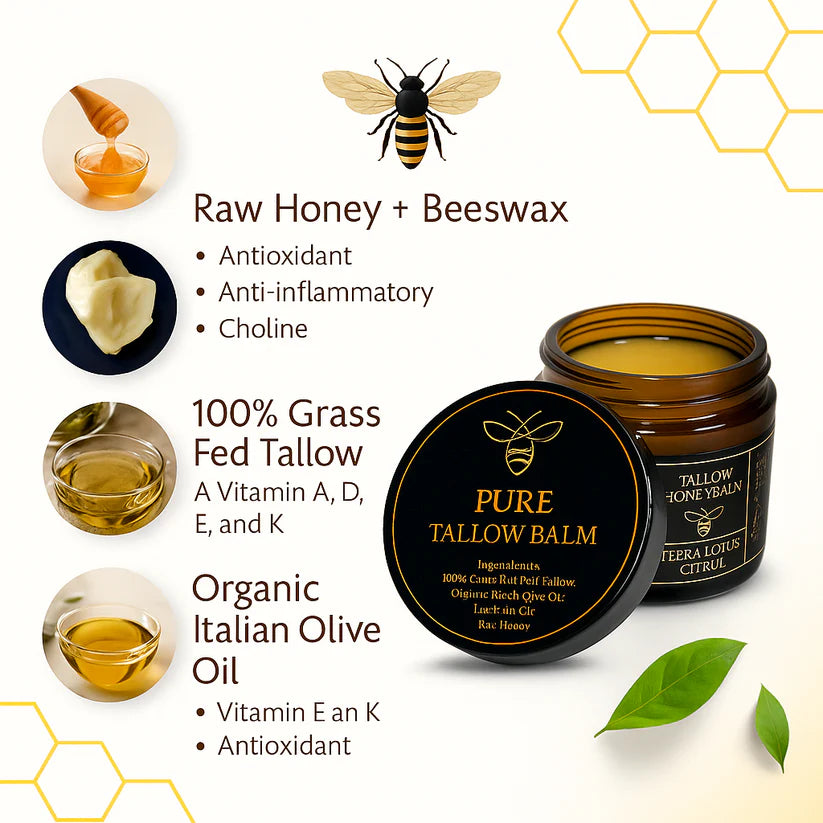 🔥Organic Grass-Fed Beef Tallow Balm with Raw Honey