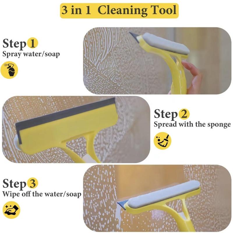 3-in-1 Window Cleaner: Spray + Scrub + Squeegee for Home & Car✨