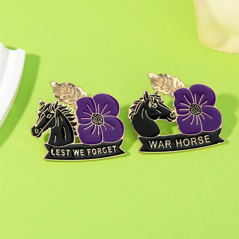 Limited Edition 50% Off - War Horse Purple Poppy 111th Anniversary Remembrance Brooch