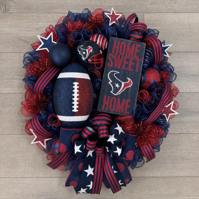 Football Team Handcrafted Wreath for Game-Day Front Door Decor