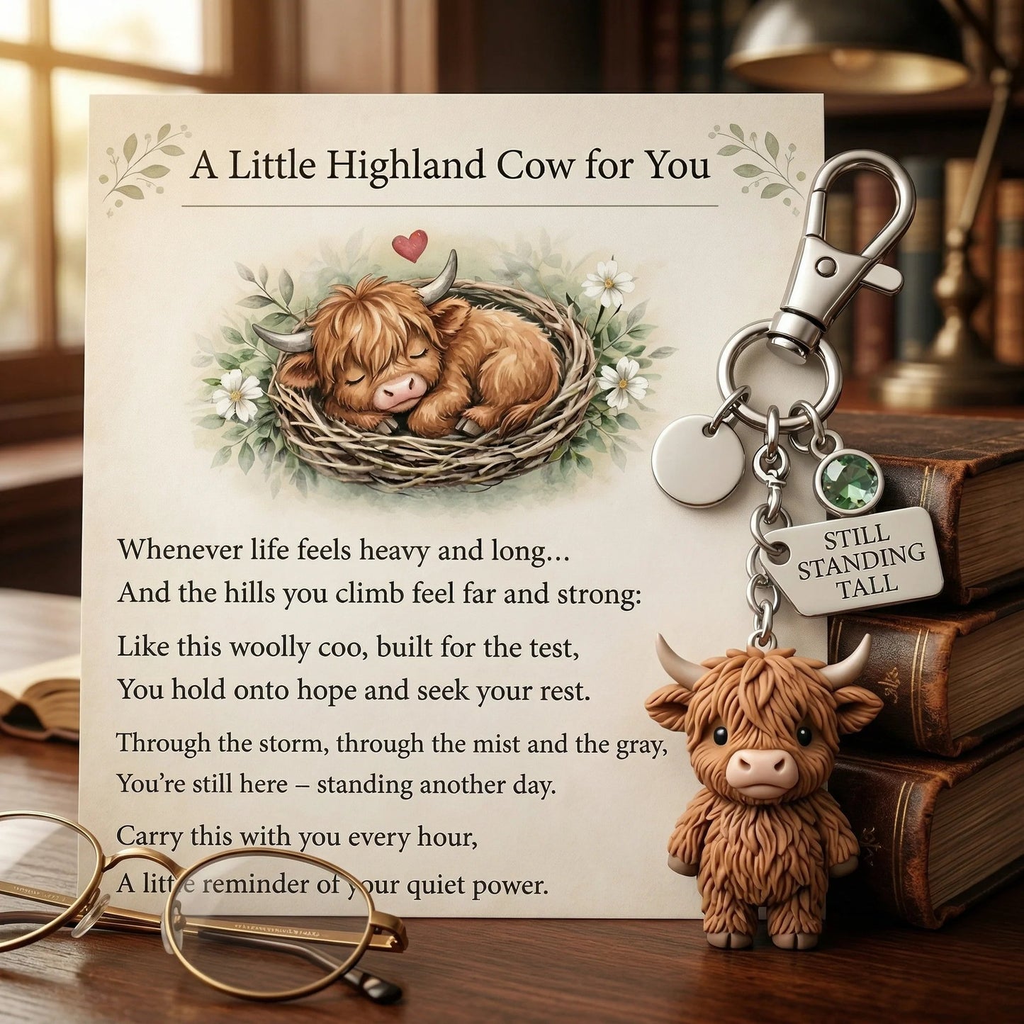 🔥 Hot Sale 49% OFF | Little Highland Cow Keychain 🐮 A Cute Daily Reminder of Strength & Courage