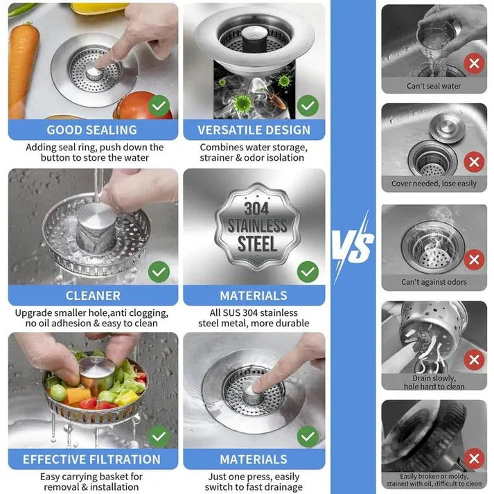 🔥LAST DAY 50% OFF-Upgraded 3 in 1 Kitchen Sink Drain Strainer