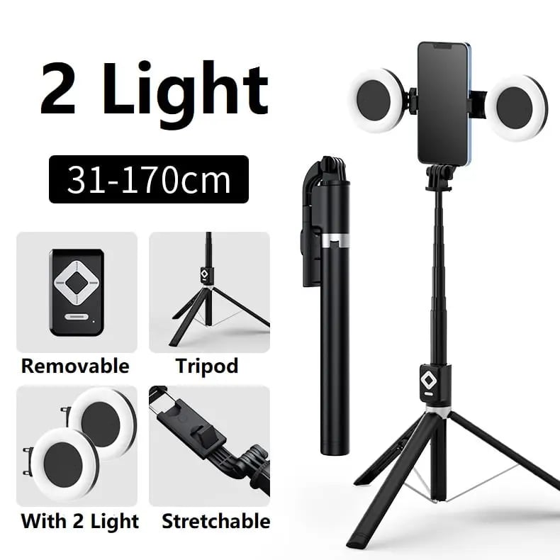 🔥48% Off📱6-in-1 Wireless Selfie Stick with Dual Fill Lights