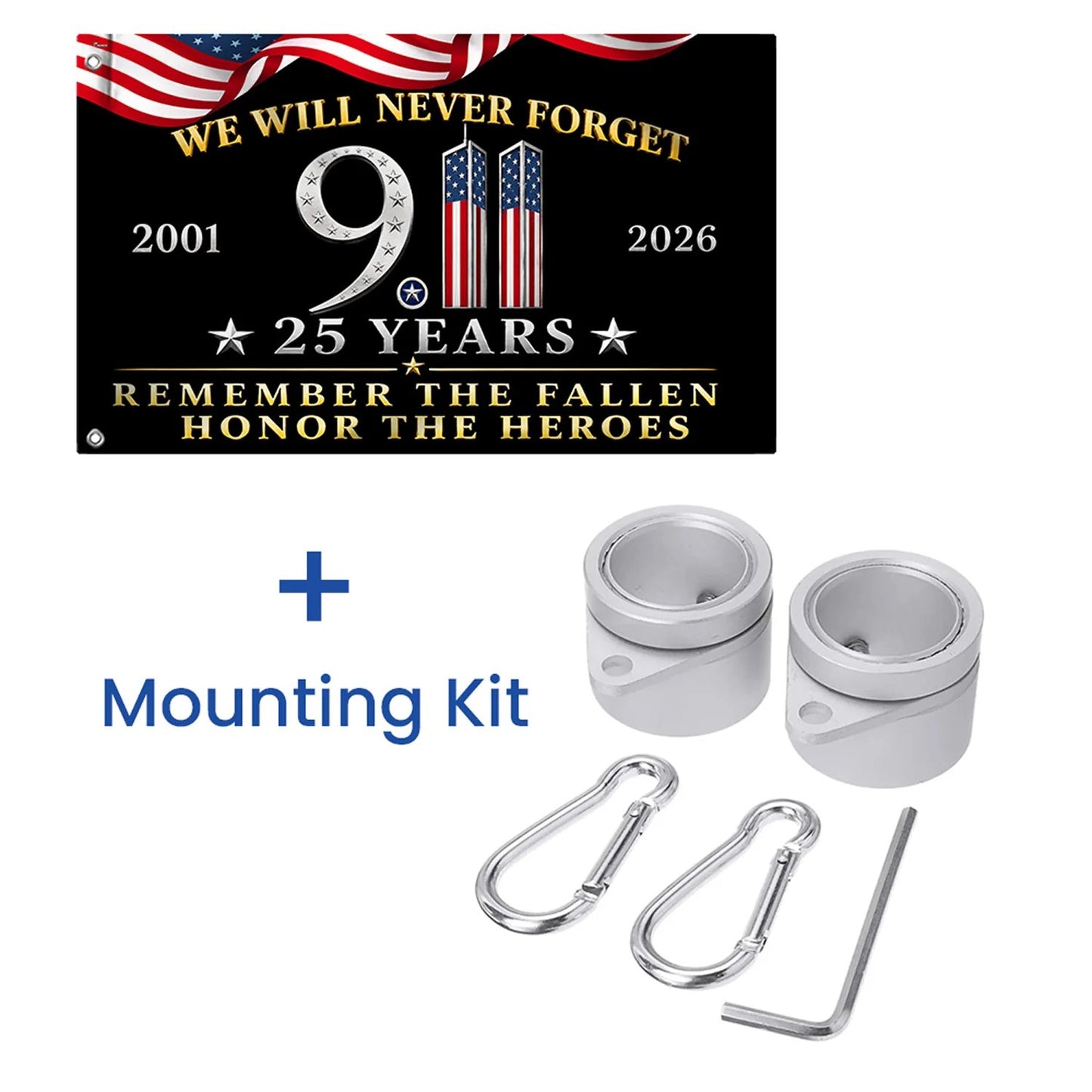 25 Years 911 Memorial Grommet Flag, Remember Honor Heroes Never Forget Flag