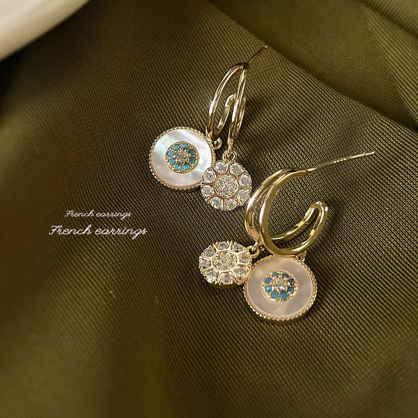 ๐ Sparkling Natural Shell Zircon Earrings โ Elegant & Lightweight