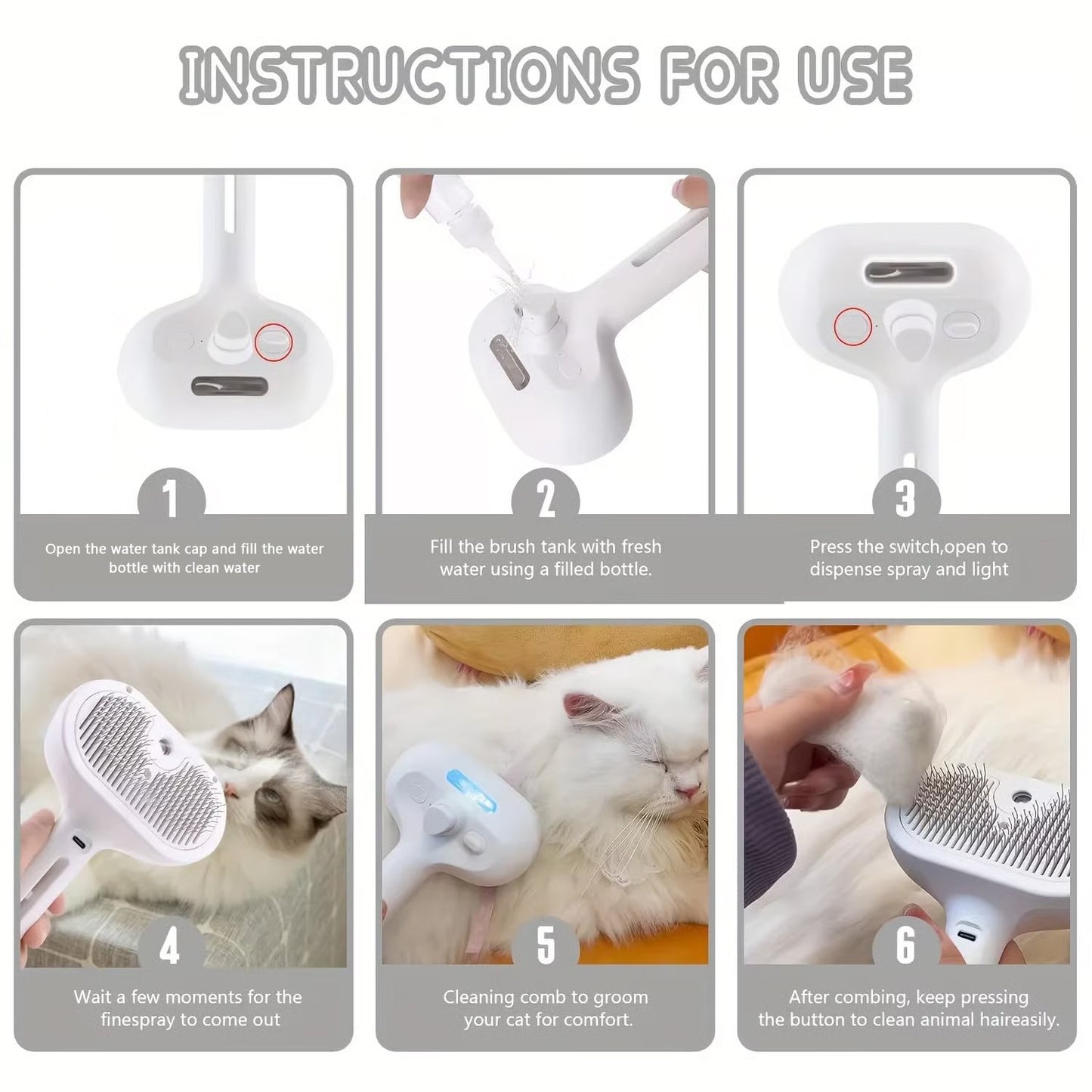 š„Hot SaleāØSelf-Cleaning Spray Pet Brush for Shedding
