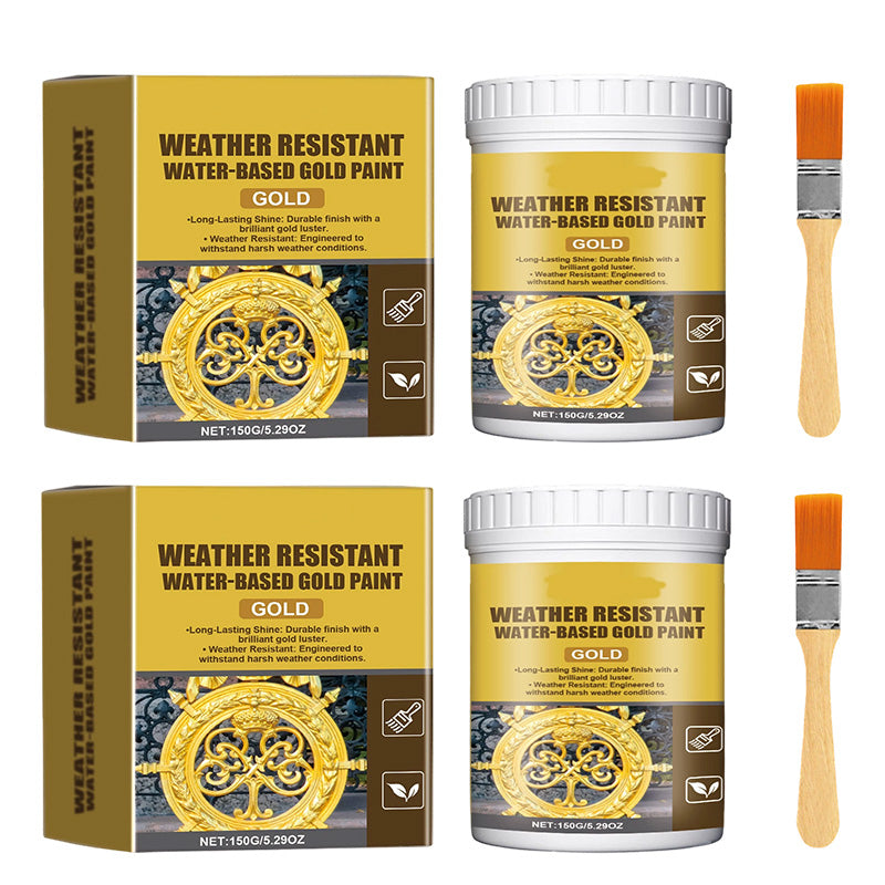 ✨ 50% OFF NOW! 🏡 Weather-Resistant Gold Paint – Rich Foil Effect, Fast-Drying – For Wood, Metal & Stone