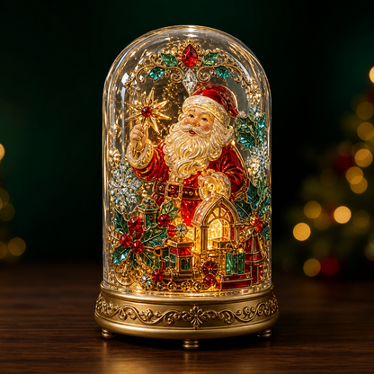 🎄✨ Enchanted Christmas Crystal Glass Lantern | Raised 3D Jewel Holiday LED Luminary for Mantel Décor & Magical Gifts 🎁