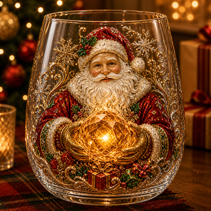 🎄✨ Enchanted Christmas Crystal Glass Art Cup | Bright Raised 3D Holiday Glassware for Whiskey, Festive Décor & Magical Gifts 🎁