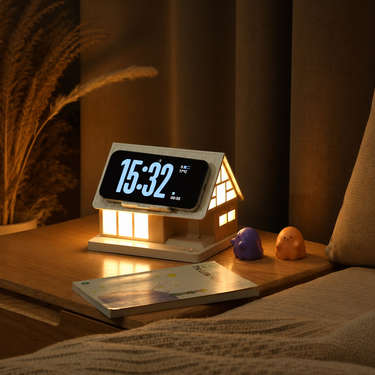 Cozy Cabin bedside station beside a book in a warm bedroom