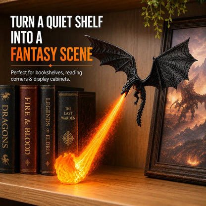 🔥 HOT DEAL 55% OFF🐉 Glowing Dragon Bookend with LED Flame Effect