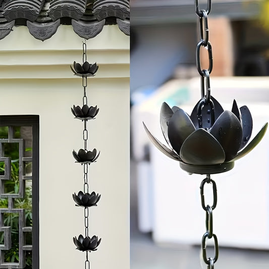 Metal Iron Lotus Flower Rain Chain – Elegant Garden Décor