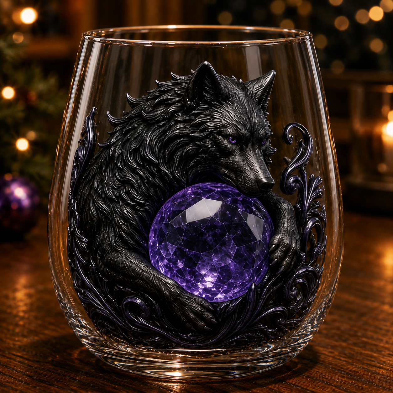 🐺🌙 3D Mythic Moon Wolf Glass Art Cup | Luxury Raised Fantasy Glassware for Whiskey, Home Bar Décor & Legendary Gifts 🎁