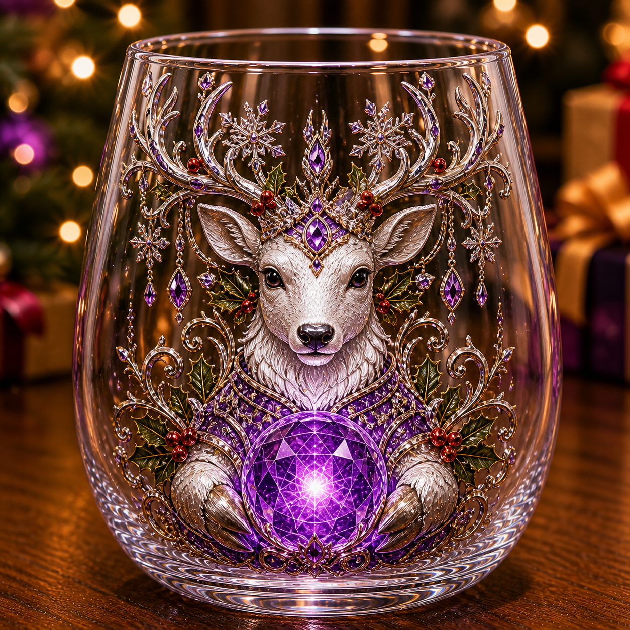 🎄✨ Enchanted Christmas Crystal Glass Art Cup | Bright Raised 3D Holiday Glassware for Whiskey, Festive Décor & Magical Gifts 🎁