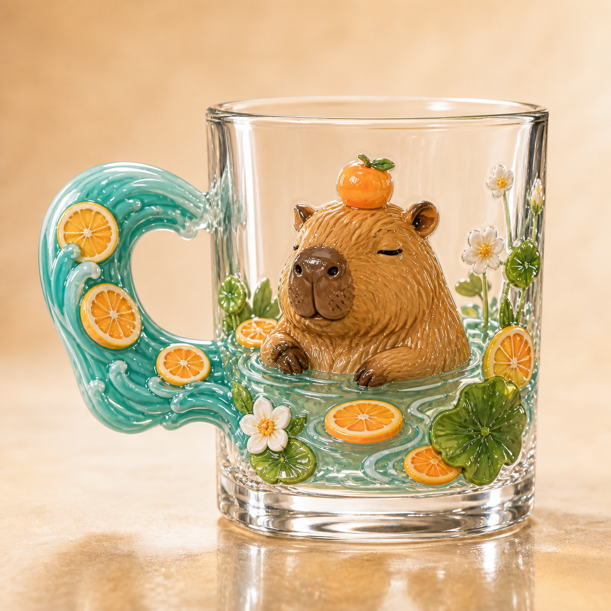 🐾✨ 3D Animal Tail Glass Mug | Raised Sculptural Clear Glass Cup with Character Handle – 12 oz Collectible Gift