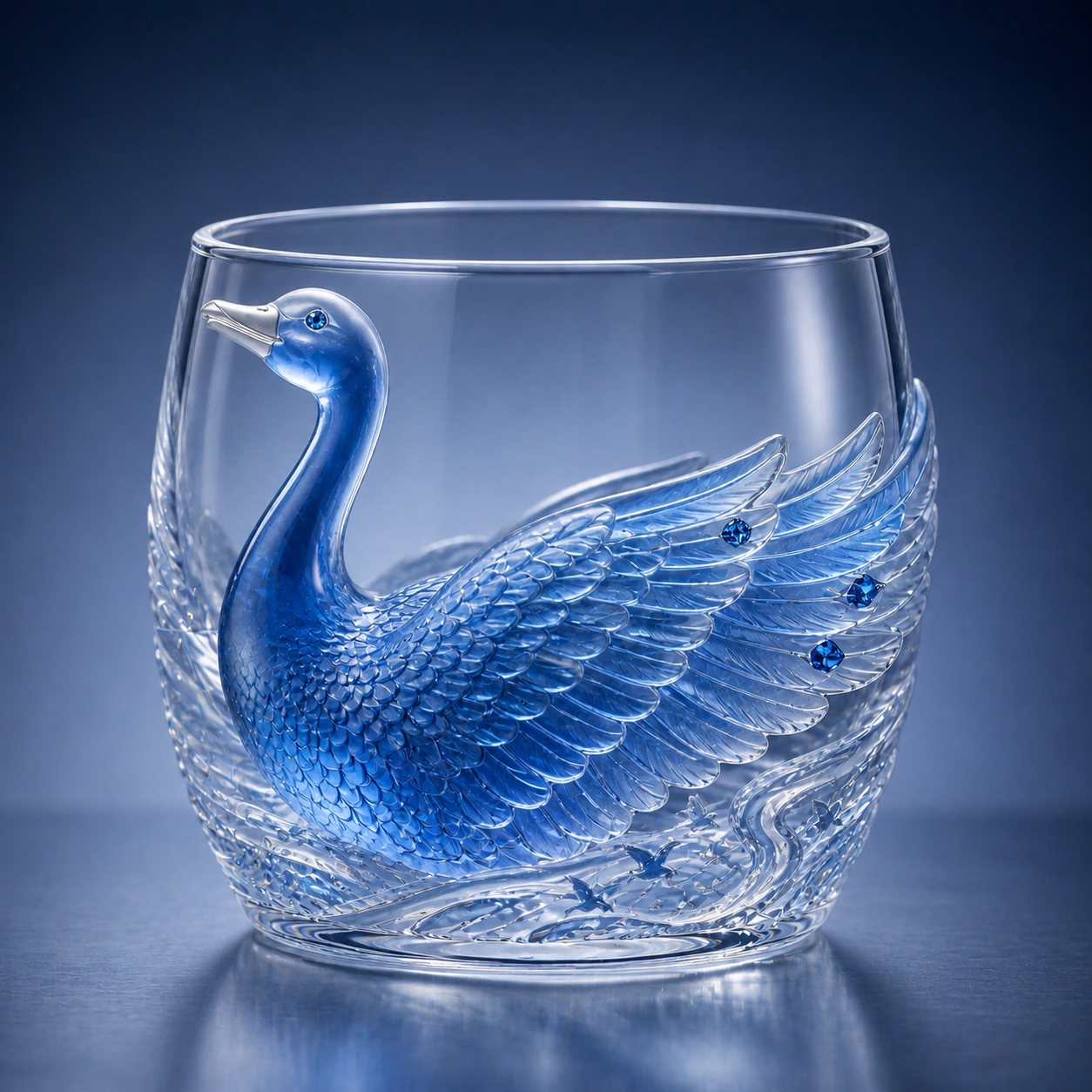 🪿Crystal Goose Glass Art Cup – 3D Raised Collectible Lowball Glass