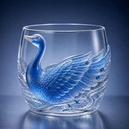 🪿Crystal Goose Glass Art Cup – 3D Raised Collectible Lowball Glass