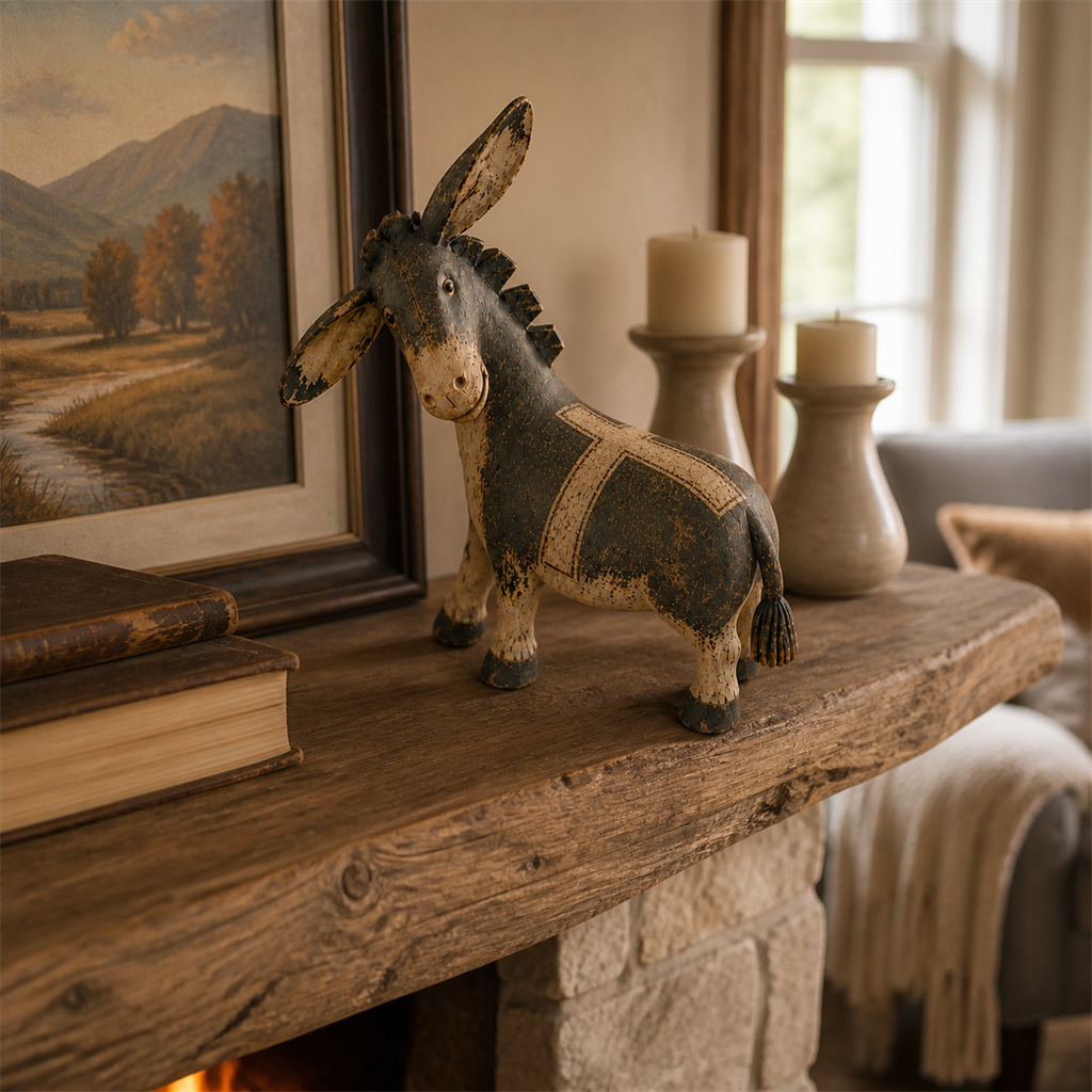 Faithful Donkey Keepsake with a large flat cross printed across its back