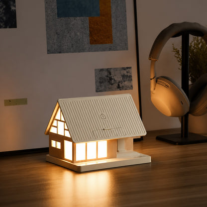 🏡✨ Cozy Cabin 4-in-1 Bedside Station – Alarm Clock, Night Light, White Noise & Wireless Charger