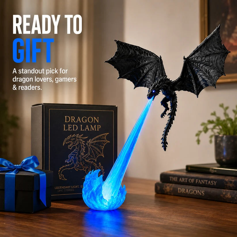 🔥 HOT DEAL 55% OFF🐉 Glowing Dragon Bookend with LED Flame Effect