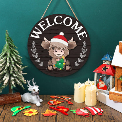 🔥 50% Off Limited Time 🔥35Pcs Interchangeable Highland Cow Welcome Sign