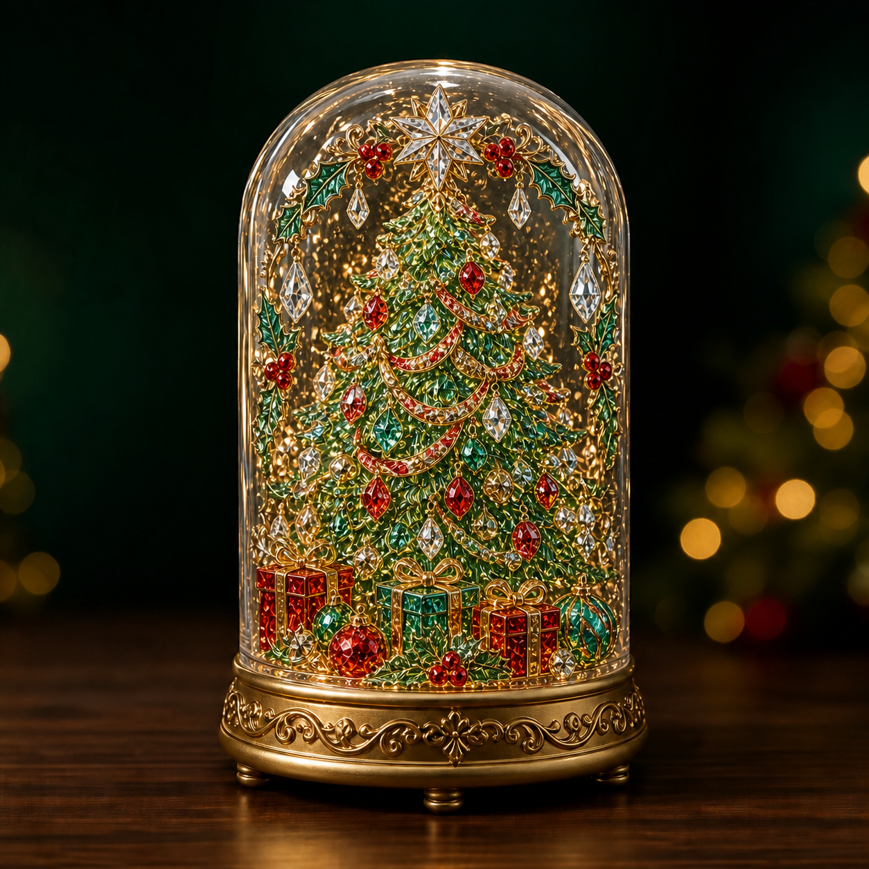 🎄✨ Enchanted Christmas Crystal Glass Lantern | Raised 3D Jewel Holiday LED Luminary for Mantel Décor & Magical Gifts 🎁