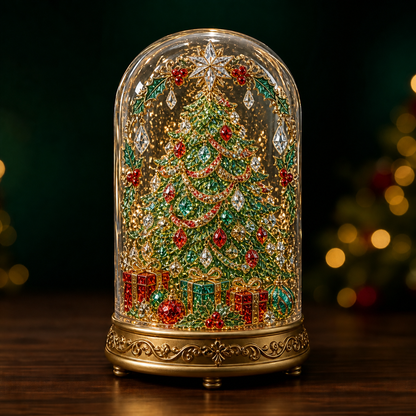 🎄✨ Enchanted Christmas Crystal Glass Lantern | Raised 3D Jewel Holiday LED Luminary for Mantel Décor & Magical Gifts 🎁