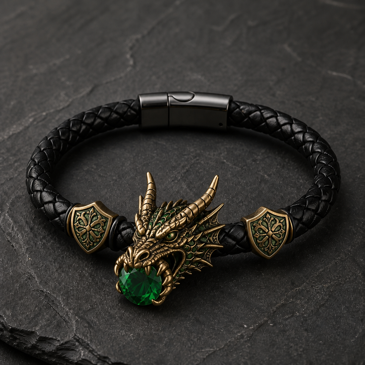 🐉 Dragonstone Guardian Bracelet | Sculpted Western Dragon Leather Bracelet – 6 Legendary Styles