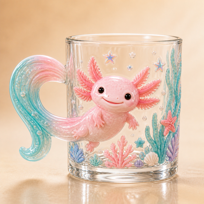 🐾✨ 3D Animal Tail Glass Mug | Raised Sculptural Clear Glass Cup with Character Handle – 12 oz Collectible Gift